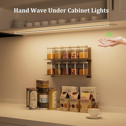 Under Cabinet Lights Plug in Cuttable 40 Inch Hand-Wave Ultra-Bright 1090lm 3-Color Flexible Silicone Slim Stick on Undercabinet LED Light Strip for Kitchen Counter / Sink, Under Shelf & Desk Lighting