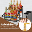 Coffee Syrup Rack Organizer,Liquor Bottle Display Shelf,Water cup display stand,Spice Rack Kitchen Cabinet Organizer,Rustic Brown,2 Packs 4 Tier 16 Bottle Coffee Syrup Holder
