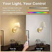 Rechargeable Wall Sconces Set of 2 - 5200mAh Cordless Battery Operated Wall Sconce - Fabric Lamp Shade - Gold Brass LED Light Fixture with Remote for Bedroom Bedside Living Room Stairway Hallway Porch