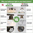 3-Light Bathroom Light Fixtures, Brown and Gold Bathroom Wall Lights, Modern Vanity Light with Clear Glass Shade, Bathroom Wall Lamp for Mirror Hallway Cabinet