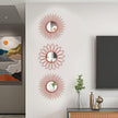 3 Pack Metal Mirrors for Wall Sunburst Wall Mirrors Home Décor Decorative Hanging Wall Art for Living Room Bedroom Entryway (Red, Flower+Sunburst)