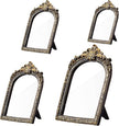 Thyle 4 Pcs Vintage Gold Antique Mirror Set Arch Retro Resin Baroque Decorative Makeup Mirror Square Hanging Wall Desk Tabletop Room Bedroom Bathroom Gallery (13x9 10x7 8x5 7x4) (Dark Color)