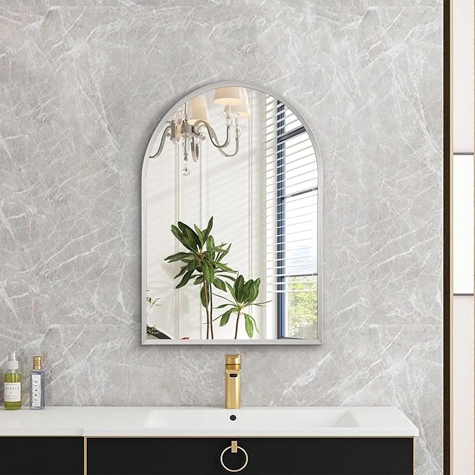 Arched Bathroom Mirror, Wall Mounted Mirror Arch Mirror Aluminum Alloy Frame Bathroom Mirror Living Room, Bedroom, Bathroom and Entryway 20