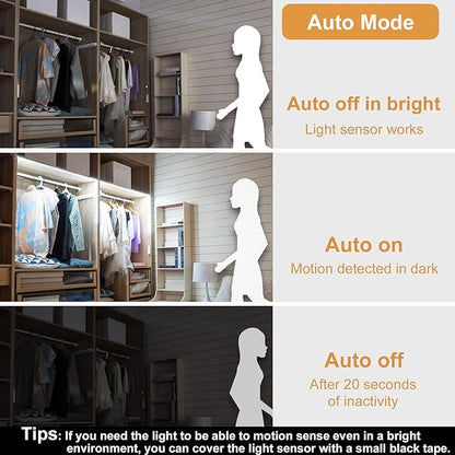 WOBANE Motion Sensor Stair Strip Lights,Rechargeable Motion Activated Closet Light,Battery Powered LED Strip,60 LEDs Homelife Bar for Bed,Pantry,Counter,Night Light,Cabinet,6000K White,6.56ft,2PCS
