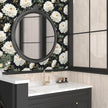 Black White Floral Peel and Stick Wallpaper Chrysanthemum Contact Paper 17.5