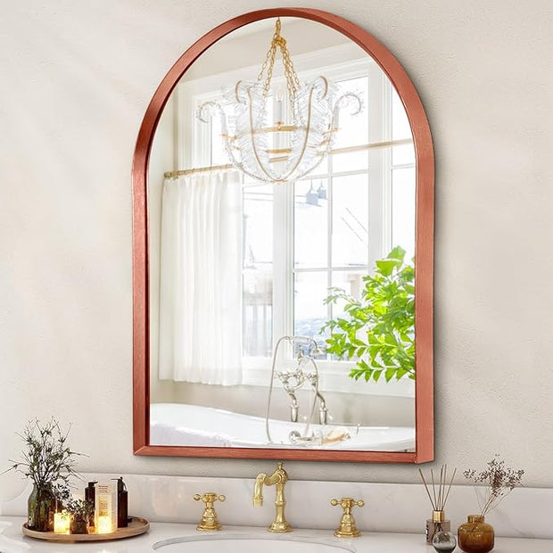 Arch Wall Mirror Aluminum Alloy Frame Bathroom Wall Mirror for Vanity Living Room, Bedroom Entryway Room Home Decor 20"x16"