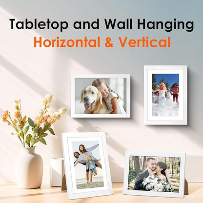 FIXSMITH 5x7 Picture Frame Bulk-4 Pack, Photo Frame with HD Plexiglass, Display Pictures 4x6 with Mat or 5x7 Without Mat, White Picture Frames Collage Wall Decor, Wall & Tabletop Picture Frames