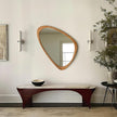 sawsile Irregular Wall Mirror for Bathroom,Wood Asymmetrical Rustic 19.5 x 30.5 inch Farmhouse Vanity Unique Walnut Decorative Large Mirror for Entryway,Bedroom,Living Room,Washroom