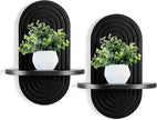 Set of 2 Boho Arched Floating Shelves 15.7”x 7.8”3D Wooden Hanging Shelf for Living Room Bedroom Nursery Mid Century Modern Wall Decor(Black, 11.7 * 15.7)