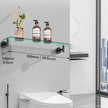 Glass Shelves for Bathroom,20-Inch Matte Black Floating Bathroom Shelf Stainless Steel Tempered Glass Shelf Modern Shelves Wall Mounted