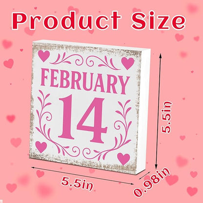 Valentines Desk Decor, Valentine's Day Home Office Table Sign for Wife Daughter from Dad Husband, Valentine Gifts Decorations for Porch Tiered Tray Shelf Party, 14 Feb