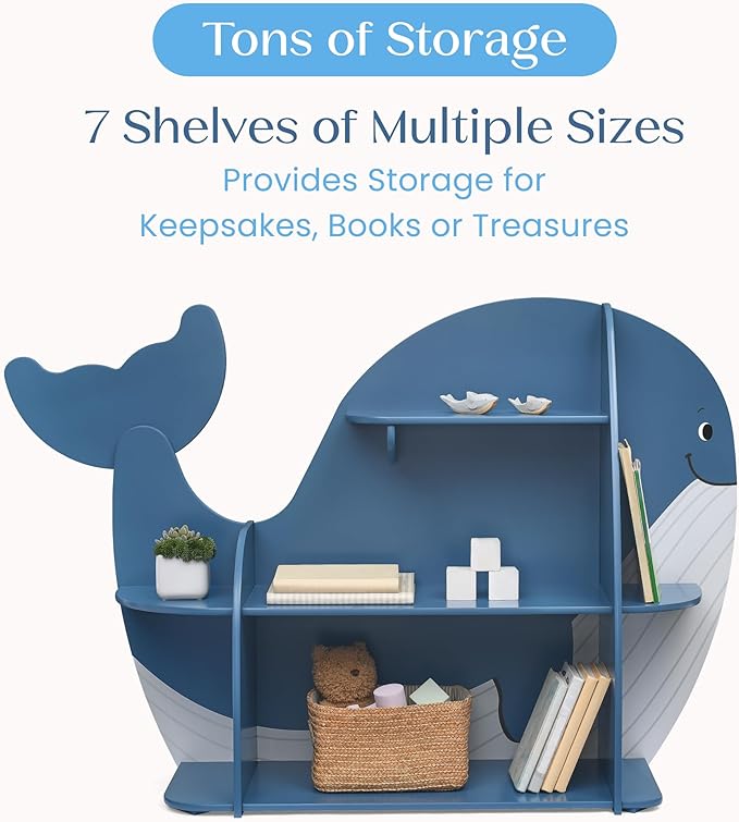 Delta Children Whale Bookcase - Greenguard Gold Certified, Blue