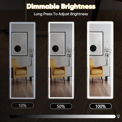 OLIXIS 21.5"×64.1" Full Length Mirror with Light, LED Floor Full Body Mirror with 3 Color Lighting