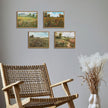 OIQArtOIQ Vintage Landscape Framed Wall Art Summer Countryside Wildflower Canvas Art Prints Farmhouse Cottagecore Pictures Wall Decor Rustic Meadow Paintings Artwork For Kitchen Bedroom Living Room