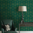 Safiyya Peel and Stick Wallpaper Gold and Dark Green Wall Paper Geometric Contact Paper Self Adhesive Removable Wallpaper for Walls Vinyl Roll 118