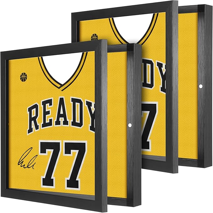2 Pack T Shirt Display Frame, 15'' X 15'' Black Imitation Wood T Shirt Frame with 98% UV Protection Acrylic, 1