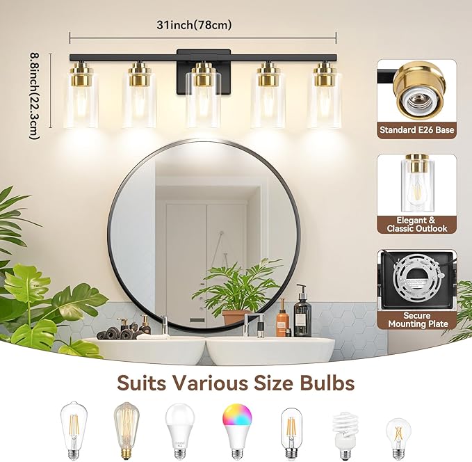 5-Light Bathroom Light Fixtures, 31