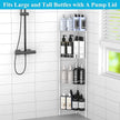 4 Tier Floor Standing Corner Shower Caddy Organizer Shelf with Hooks, Bathroom Shelves Stand Rack, White