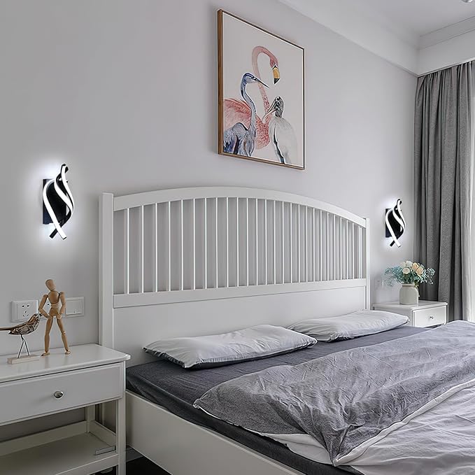 DELIPOP Wall Sconces, Spiral Modern LED Wall Sconce Lighting, 21W 6500K Cool White Indoor Wall Light Wall Light Fixtures, Acrylic LED Wall Lamp for Bedroom Bathroom Living Room Hallway Balcony