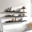 48 Inch Black Wood Floating Shelves for Wall Rustic Wall Shelf for Bedroom Living Room Set of 4