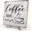 Coffee Bar Decor Sign – Rustic Wooden Plaque for Coffee Station, Farmhouse Cafe Shelf Accessories, Desk or Kitchen Counter Decor,Birthday,Mother Day Gift 5.9 x 5.9 Inch