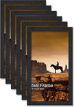 A PLUS MAX 5x9 Picture Frame Set of 6, Black Engineered Wood Frame for 5 x 9 Inch Picture Poster Photo, Light Weight 5 by 9 Frame with Wood-grain for Wall - 6 Pack/Black/5