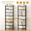 usikey 8 Tiers Narrow Shoe Rack 16-24 Pairs, Sturdy Metal Tall Shoe Rack with 4 Hooks, Slim Shoe Storage Organizer with Metal Shelf, Space Saving Vertical Shoe Shelf for Entryway Black UNYXJX016H