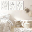 yulihaz Minimalist Woman Flower Line Wall Art Large Framed 16x24 inch Set of 3 Neutral Modern Abstract Black and White Girl Plant Canvas Painting Print Picture Decor for Bedroom Living Room