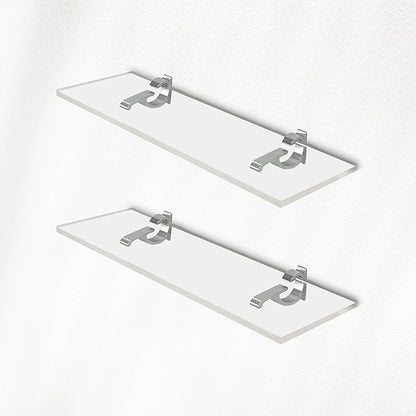 Clear Acrylic Shelves 11.5 inches, 3/4" Thick Transparent Wall Mounted Floating Shelves for Bedroom, Living Room, Bathroom, Kitchen -‎ with Screws and Chrome Finish Brackets, Pack of 2