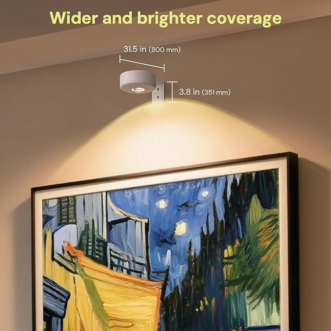 L LOHAS LED White Wireless Picture Lights for Wall, 3 Pack Magnetic Rechargeable AAA Battery Operated Picture Light with Remote & Timer, Dimmable 3CCT Art Light for Paintings, Frames, Gallery