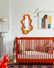 Small Decorative Mirror for Girly Bedroom Dresser Decor, Vivid Abstract Wavy Wall Mirrors for Home Aesthetic Book Coffee Shop Hotel Decoration, Unique Gift for Birthday Thanksgiving (Orange)