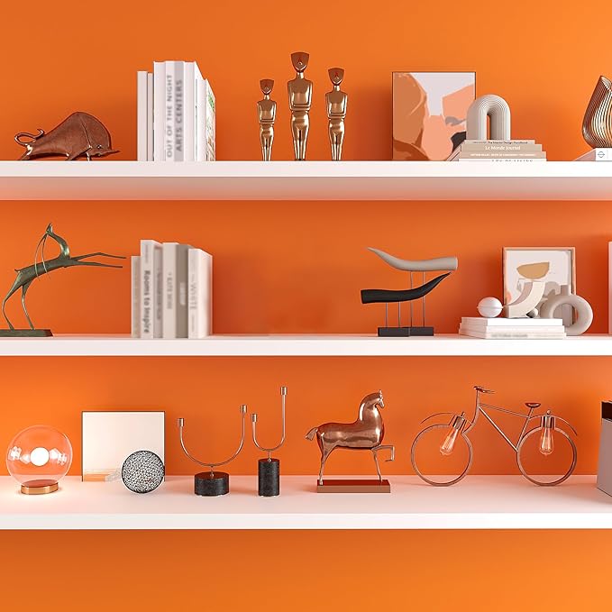VEELIKE Thick Orange Wallpaper Peel and Stick Mandarin Orange Contact Paper for Countertops Cabinets Accent Walls 24''x118'' Self Adhesive Removable Solid Color Vinyl Wallpaper for Bedroom Living Room