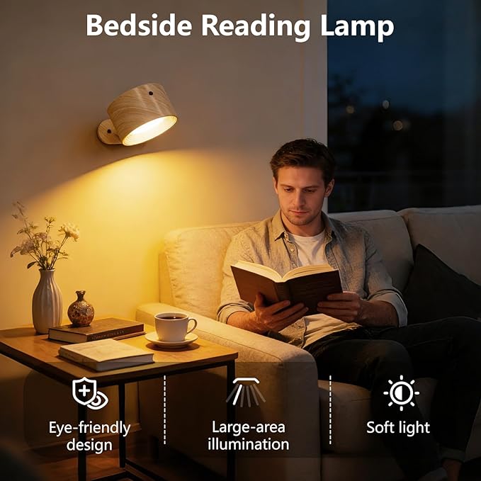 2Pack Rechargeable Battery Operated Wall Sconces Set 3 Color Temp Dimmable Remote Control, Magnetic LED Wall Mounted Lamp for Bedroom Reading Bedside Living Room Hallway Kitchen Artwork