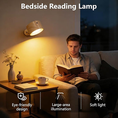2Pack Rechargeable Battery Operated Wall Sconces Set 3 Color Temp Dimmable Remote Control, Magnetic LED Wall Mounted Lamp for Bedroom Reading Bedside Living Room Hallway Kitchen Artwork