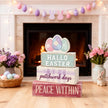 Easter Decorations - Easter Eggs Patchwork Tiered Tray Decor - Wooden Easter Tabletop Sign - Rustic Farmhouse Spring Home Decor Indoor for Tiered Tray Shelf Mantel Entryway Coffee Table - Spring Home Decor for Living Room, Kitchen Counter