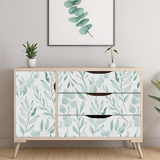 WENMER Green Leaf Wallpaper Floral Peel and Stick Wallpaper 17.7