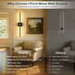 iThird Battery Operated Wall Sconces Set of 2: 10000mAh Rechargeable Wireless Wall Lights, 360° Rotatable Magnetic Wall Lamp, 4CCT Dimmable LED Wall Lighting for Bedroom Living Room Hallway, 31.7in