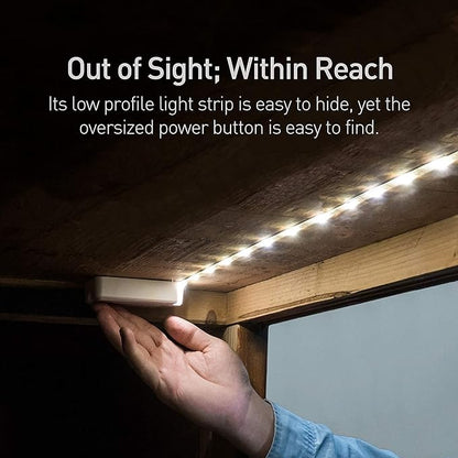POWER PRACTICAL Luminoodle Under Cabinet Lighting - Click LED Light Strip for Shelves, Kitchen Cabinets, & Furniture, 1-Pack Includes Power Button & Tape Adhesive - Daylight White (5000K)