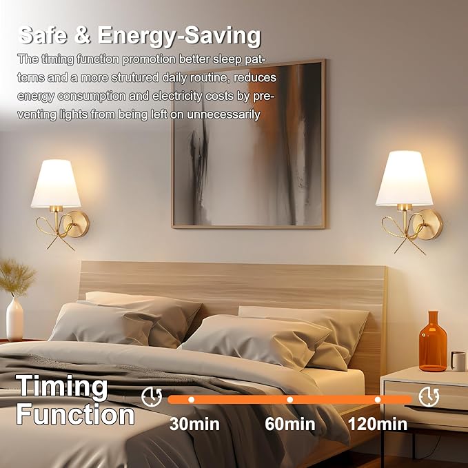 ADISUN Modern Wall Sconce Set of Two, Battery Operated Wall Sconce Remote Control Dimmable Wall Lamp Wireless Sconces for Living Room Bathroom Dining Room Corridor Staircase (2 Bulbs Included)