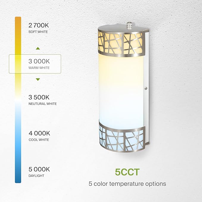 ASD 12 Inch LED Indoor Wall Sconce - Brushed Nickel Modern Dimmable 15W 2700K-5000K Adjustable Wall Mounted Light Fixtures, Wall Lights for Bedroom, Bathroom, Living Room, Hallway Decor - ETL