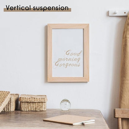 puthiac 5x7 Solid Oak Wood Picture Frame, Fits 4x6 with Mat or 5x7 Without Mat, Wall or Tabletop Display with Stand, Vertical or Horizontal, Plexi Front, 3 Pack, Natural Oak