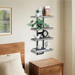 Rustic Wood Floating Shelves - Farmhouse Wooden Wall Shelves Organizer with Sturdy Metal Frame for Living Room Bedroom