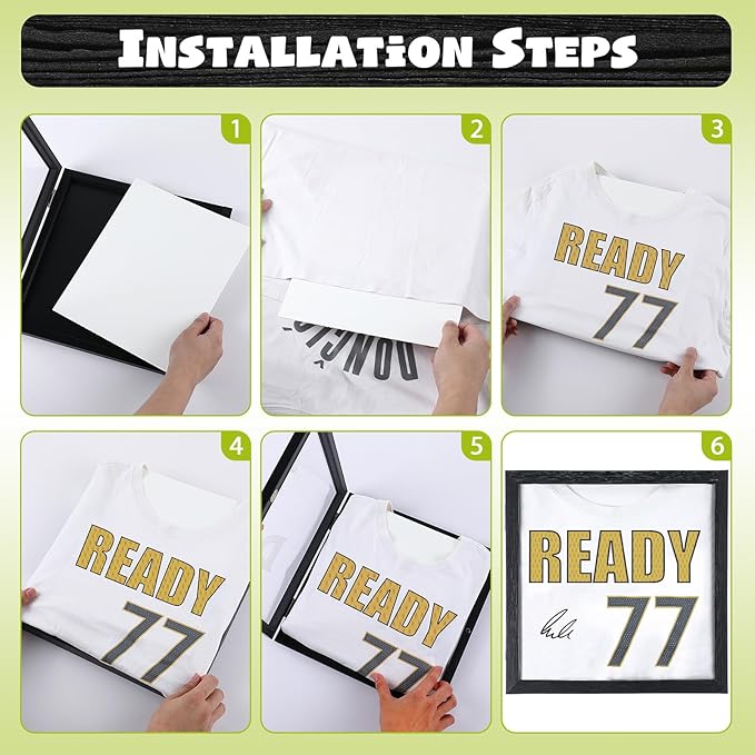 1 Pack T Shirt Display Frame, 11.3'' X 11.3'' Black Imitation Wood T Shirt Frame with 98% UV Protection Acrylic, 1