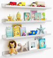 Forbena 36 Inch Floating Shelves for Wall 4-Pack, Large Nursery Book Shelves Bookshelf for Kids Bedroom, Long Picture Ledge Shelf with Lip for Living Room Photo Frames Art Display (White Solid Wood)