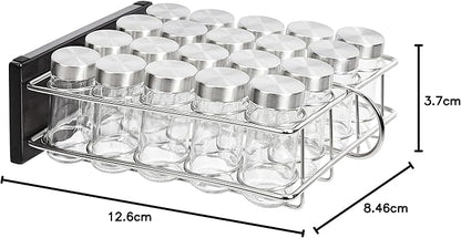 Amazon Basics 20 Jars Spice Rack Organizer, Space-Saving Kitchen Organizer with Glass Spice Jars, Sturdy, Silver