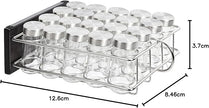 Amazon Basics 20 Jars Spice Rack Organizer, Space-Saving Kitchen Organizer with Glass Spice Jars, Sturdy, Silver
