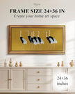 HUARCEY Gold Framed Vintage Wall Art for Living Room, Animals Painting Prints Shelf Decor for Kitchen, Aesthetic Bedroom Wall Art Decor, Christmas Gifts for Friends or Family (Seven Cranes 20