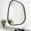 Asymmetrical Wall Mirror Irregular Wood Frame Modern Unique Wall-Mounted Artistic Wavy Mirror Decor Bathroom Vanity Bedroom Living Room Entryway Hallway 14
