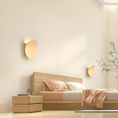 Modern Wall Sconces Natural Wood Grain Wall Lamp Minimalist Sconces Lighting 5W LED Mounted Lamp, Indoor Metal Circular Lighting Fixture for Bedroom Bathroom Stair Entryway