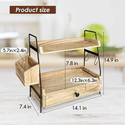 Coffee Bar Accessories and Organizer Countertop, Coffee Station Organizer Kitchen Counter Shelf, Condiment Storage,Cup Lid Holder Countertop Shelf for Bathroom